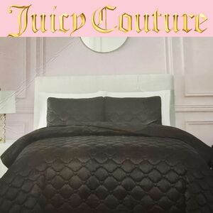 Juicy Couture Home Heart Embossed 3-PC Satin Quilt Set- Full/Queen